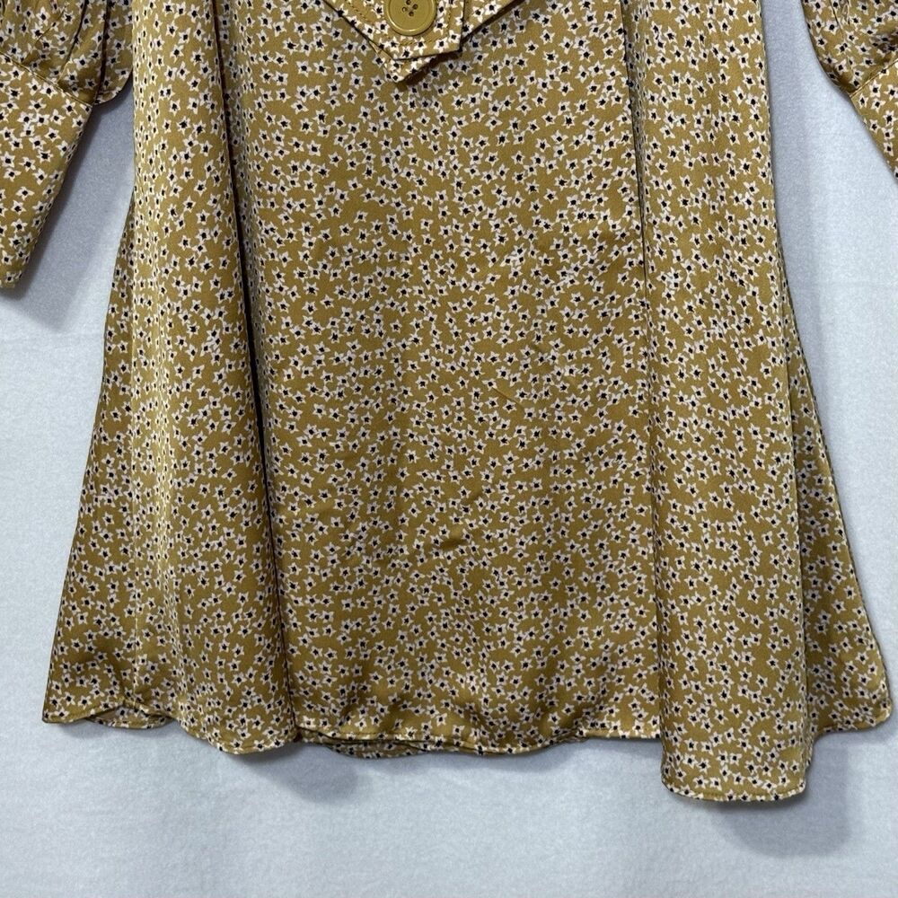 Equipment Femme Long Sleeve Yellow Floral Belted Fanetta Chic Wrap Dress Size 2 - Picture 5 of 14
